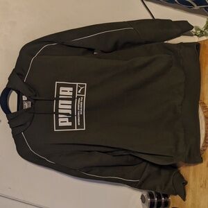 New Puma Unify Hoodie Dark Olive Green Pullover Logo Mens Medium